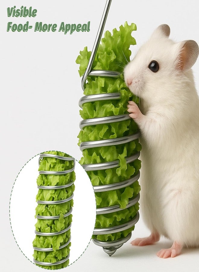 Hpmjz 2Pcs Rat Enrichment Toys Stainless Steel Bird Food Holder Rat Parrot Foraging Toy Hanging Rodent Toy Fruit Vegetable Holder Puzzle Toy Slow Feeder Parakeet Foraging Mice Cage Accessories - Image 4
